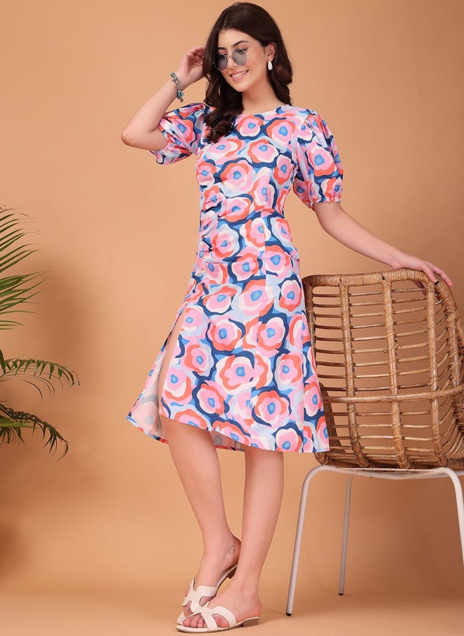 CUKOO Print Georgette A-Line Dress - Image 5